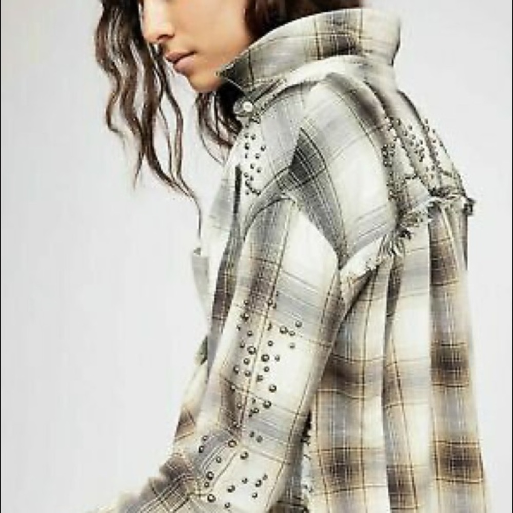 NWOT Free People Take on Me Studded Shirt